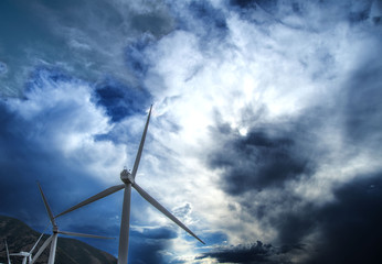 wind turbine with dark clouds