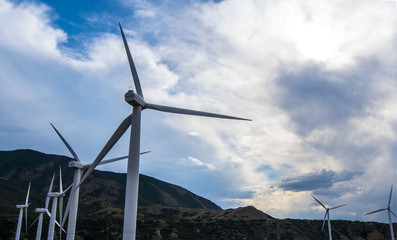 wind turbine with clouds