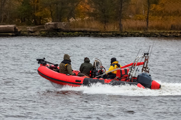 Red inflatable boat