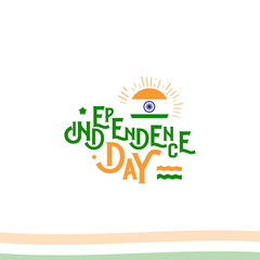 Independence day of India from the British Empire isolate sign of vector retro style logotype. Universal of Logo for Public Holidays in the Indian Republic.