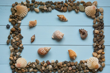 full frame from pebbles stones rocks seashells