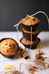 Cupcake with chocolate chips and lemmon topping 