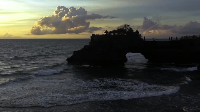 Sunset amazing Tanah Lot temple
