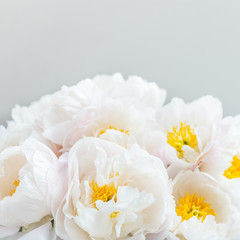 Beautiful bouquet of white Chinese peonies