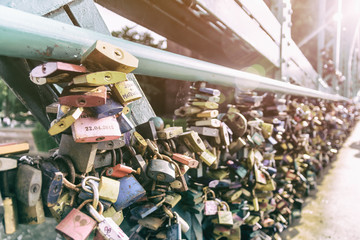 Padlocks on a bridge