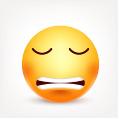 Obraz premium Smiley,emoticon. Yellow face with emotions. Facial expression. 3d realistic emoji. Sad,happy,angry faces.Funny cartoon character.Mood. Web icon. Vector illustration.