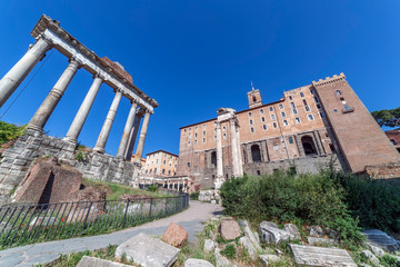 Columns from Antoninus and Faustina Temple, located in Roman Forum
