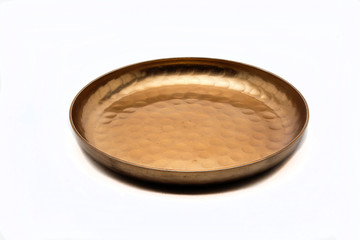 Metal tray on white background