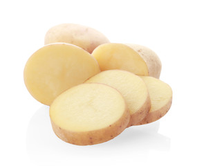 Sliced potato isolated on white