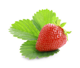 Ripe strawberry on white background, closeup