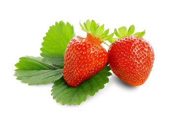 Ripe strawberries on white background, closeup