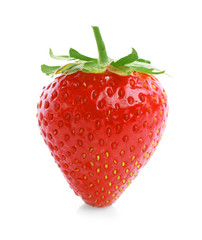 Ripe strawberry on white background, closeup