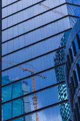 Crane, reflection, Construction site