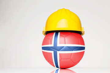 football wearing a yellow hard hat