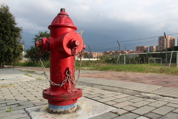 Fototapeta na wymiar Red hydrant
