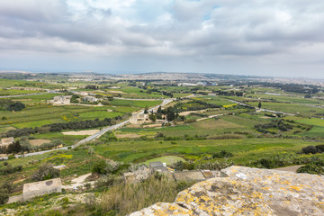 Fototapeta na wymiar Valletta panorama from citadel of Mdina viewpoint, Malta