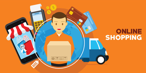 online shopping with delivery service illustration