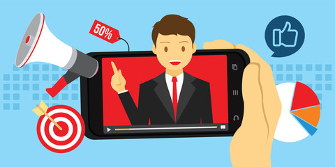 Fototapeta na wymiar video marketing advertising with viral content