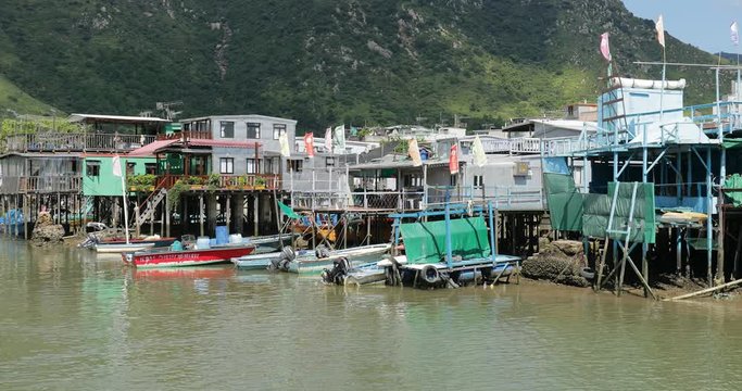 Tai O village, Hong kong, 11 July 2017 -: Waterway in fishing village Tai O