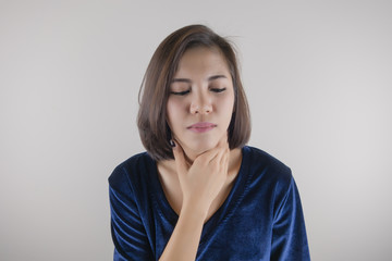Woman has neck pain, Medical and sickness concept