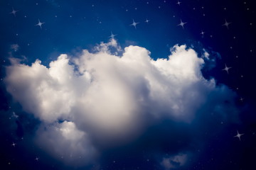 Stars night sky and clouds background illustration