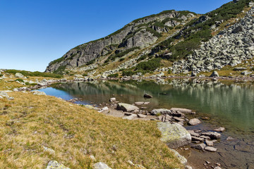 Amazing landscape of Lake with clear waters, Rila Mountain, Bulgaria