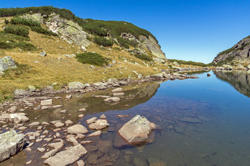 Naklejka na ściany i meble Amazing landscape of Lake with clear waters, Rila Mountain, Bulgaria