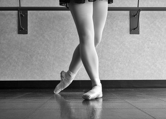 Black and white version of Classical Position of a Ballet dancer