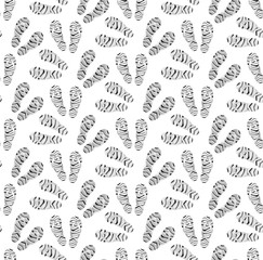 Footprints of shoes seamless pattern. Traces of footwear endless background. Shoes repetitive texture. Vector illustration