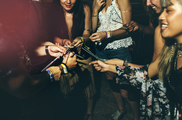 People Enjoying Sparkler in Festival Event