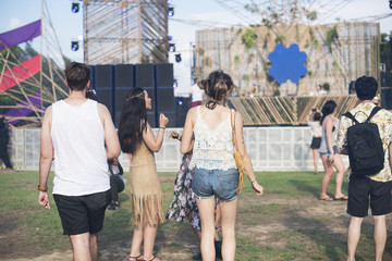 People Enjoying Live Music Concert Festival