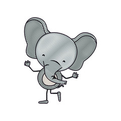 color crayon silhouette caricature with cute elephant dancing vector illustration