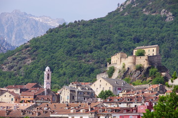 Fototapeta na wymiar The medieval citadel of Corte, Corsica.