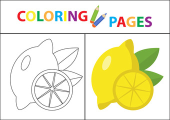 Coloring book page. Sketch outline and color version. Coloring for kids. Childrens education. Vector illustration