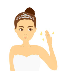 指輪を見せる新婦