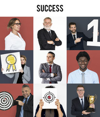 Business people portrait collection collage