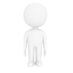 small white people stand on isolated white background in 3D rendering