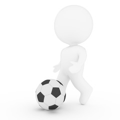 white human playing soccer in 3D rendering