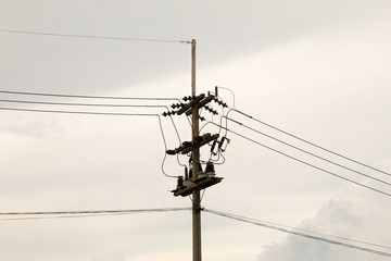 Power poles in the evening