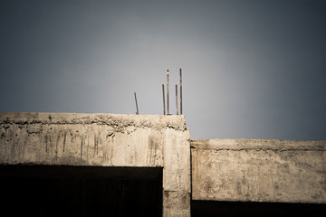 Cement piles and concrete piles Construction site