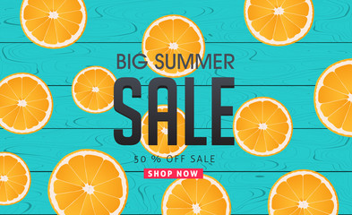 Summer sale background layout banners decorate with orange.voucher discount.Vector illustration template.