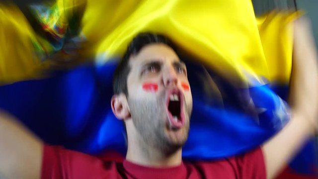 Venezuelan Guy Waving Venezuela Flag