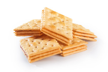 Tasty biscuits isolated on white background.