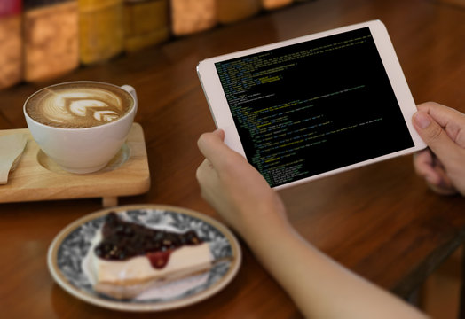 Developer Team Working Laptop Computer Mobile Application Softwareand Web Design Online Technology Content script to display