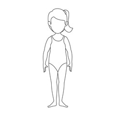 isolated cute standing women icon vector illustration graphic design