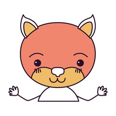 color sections silhouette caricature half body of cat happiness expression vector illustration