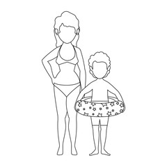 isolated women and boy icon vector illustration graphic design