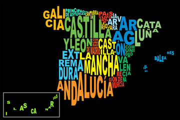 Provinces of Spain word cloud black with Canaries