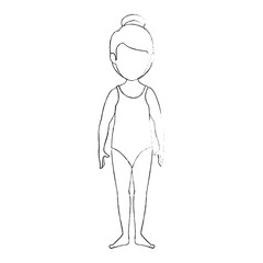 isolated cute standing women icon vector illustration graphic design
