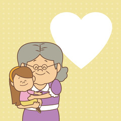 color dotted background card with elderly woman carrying a little girl happy grandparents day